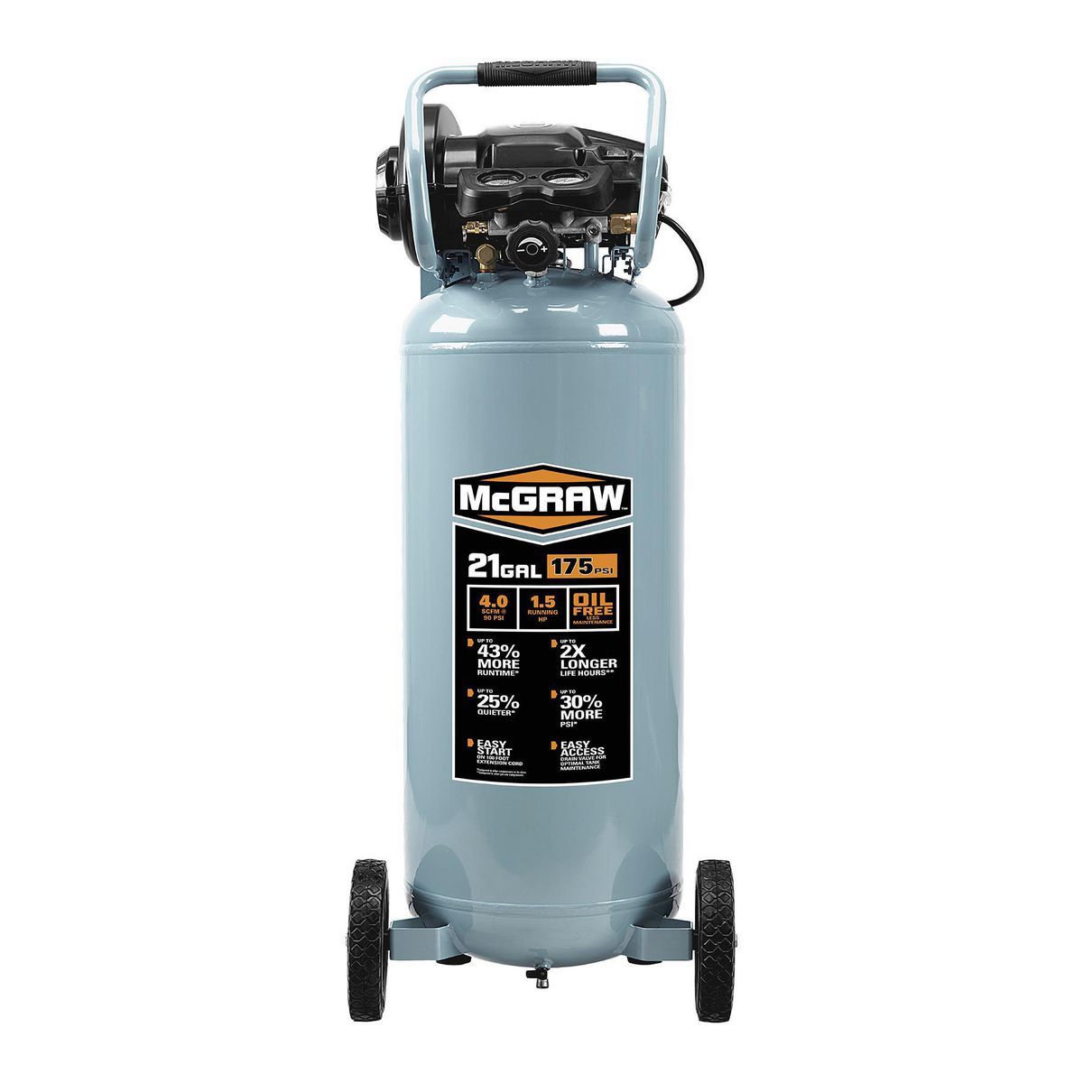 21 Gallon 175 PSI Oil-Free Vertical Air Compressor Q385