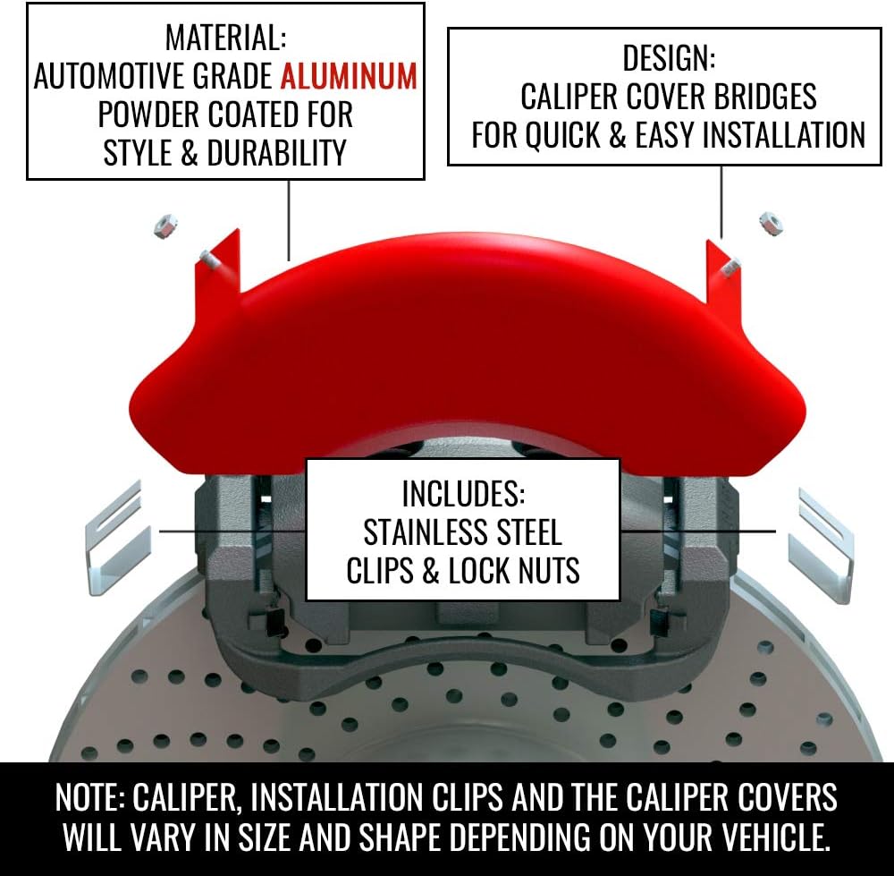 Red Aluminum Brake Caliper Covers Set of 4 W305