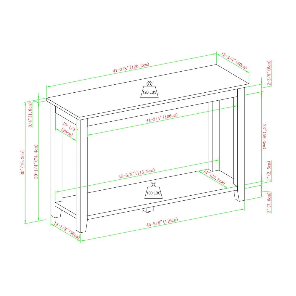 48" White Wood Sofa Table W182369