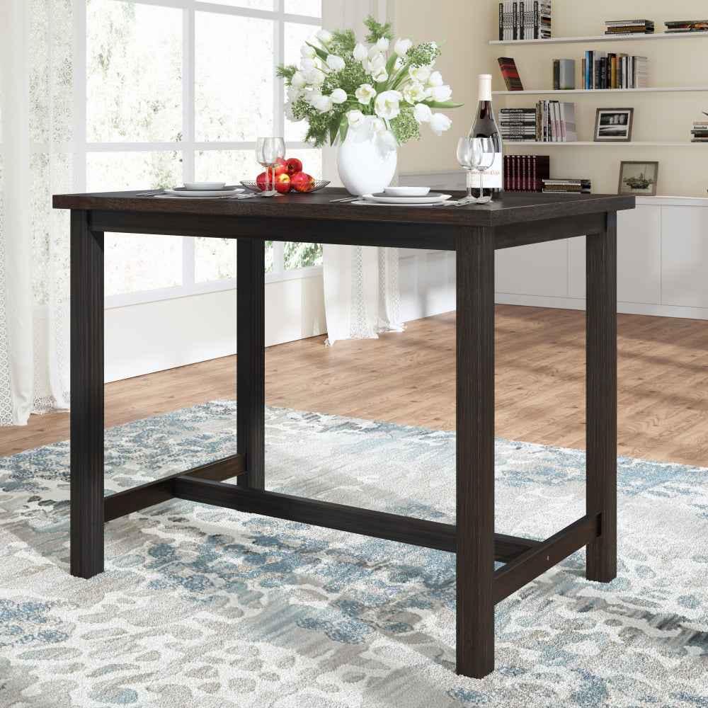 5 Piece Rustic Wooden Counter Height Dining Table Set with 4 Upholstered Chairs T72703