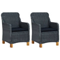 2 pcs Poly Rattan Patio Chairs with Cushions Dark Gray D5339