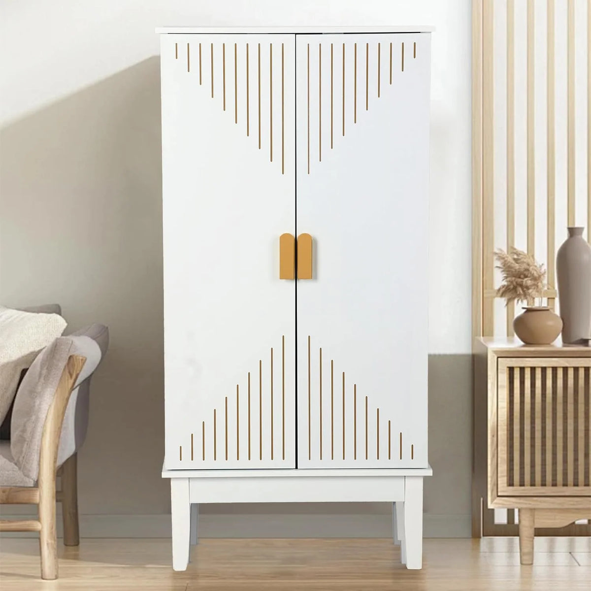 White Storage Cabinet with Adjustable Shelves M611