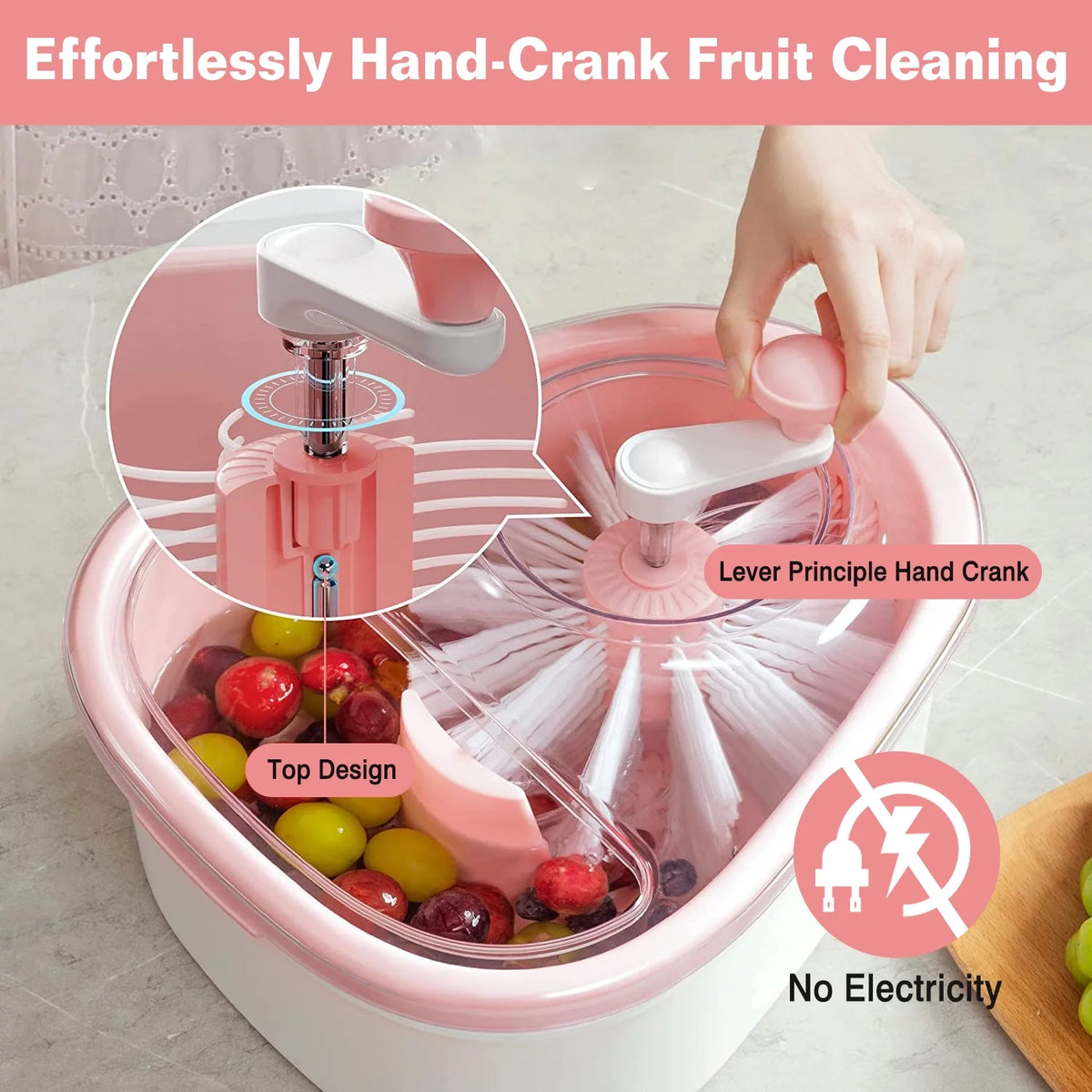 Pink Fruit Vegetable Washing Spinner with Bowl E659