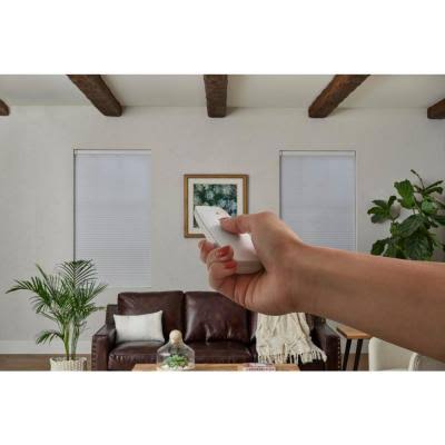 White Cordless Blackout Motorized Cellular Shade with Remote Control Y577131