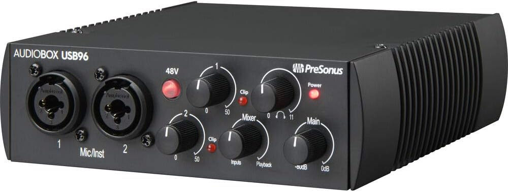 Recording Audio Interface with Studio Monitors and 1/4 Cables B615