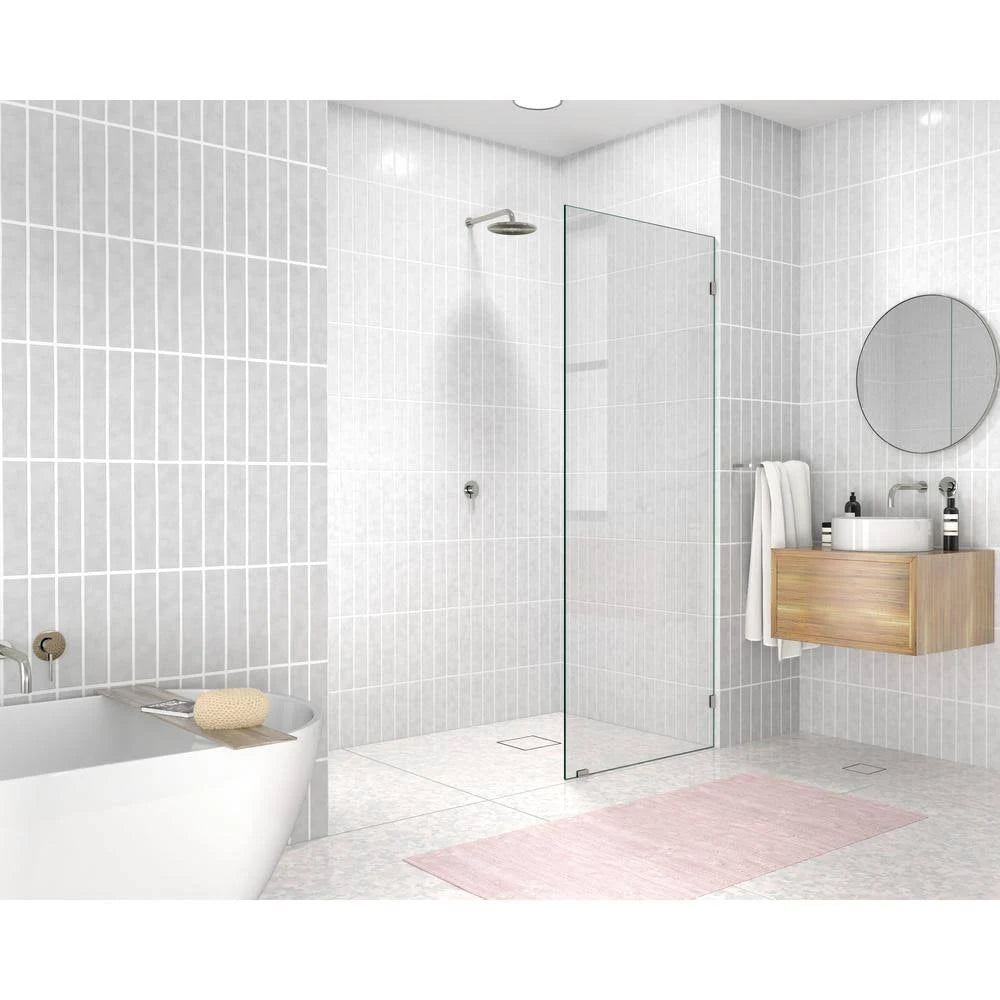 Frameless Shower Fixed Panel with Brushed Nickel Hardware M7723
